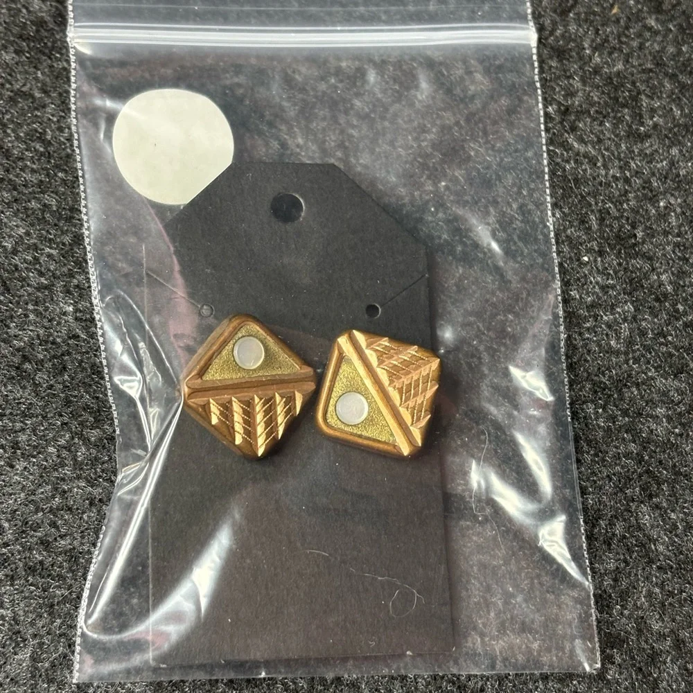 Vintage Gold and Bronze Cufflinks with Mother of Pearl Inlay